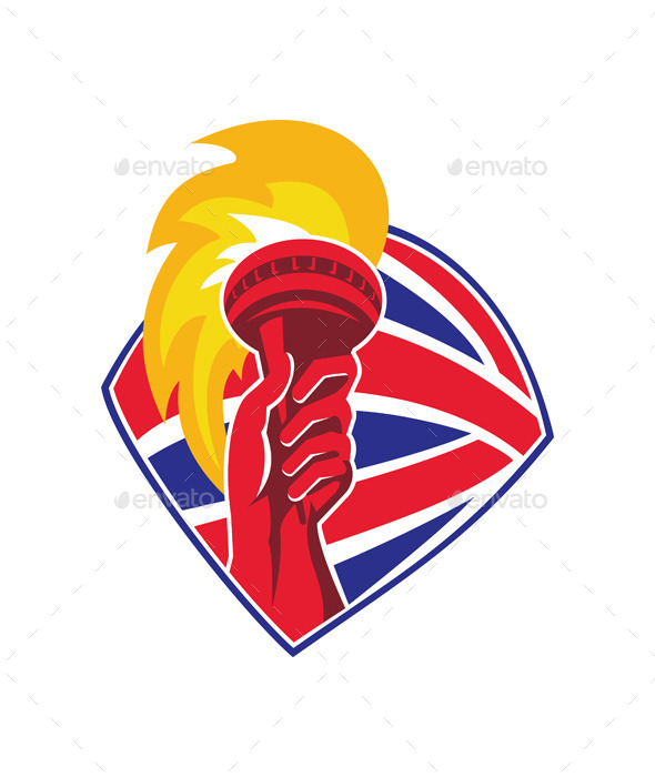 Hand with Torch and British Flag - Sports/Activity Conceptual