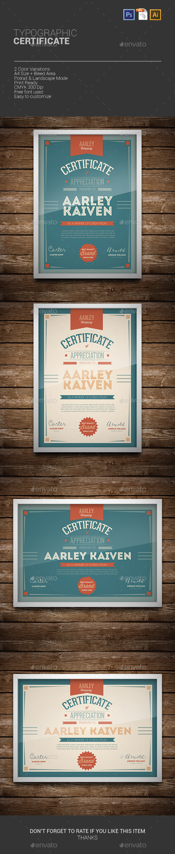 Typographic Certificate - Certificates Stationery