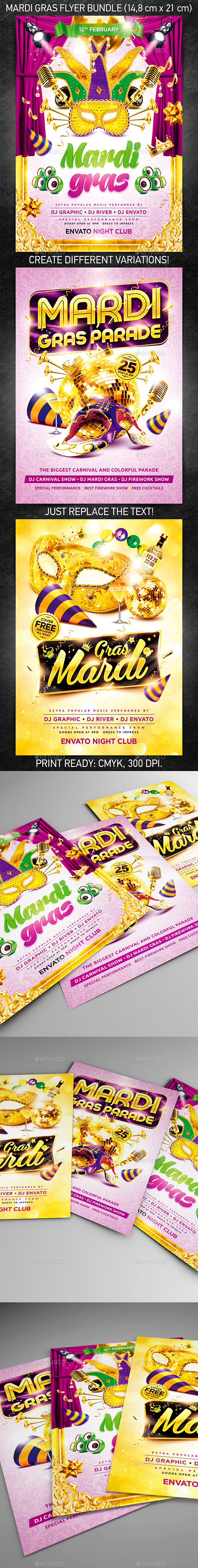 Mardi Gras Party Flyer Bundle - Holidays Events