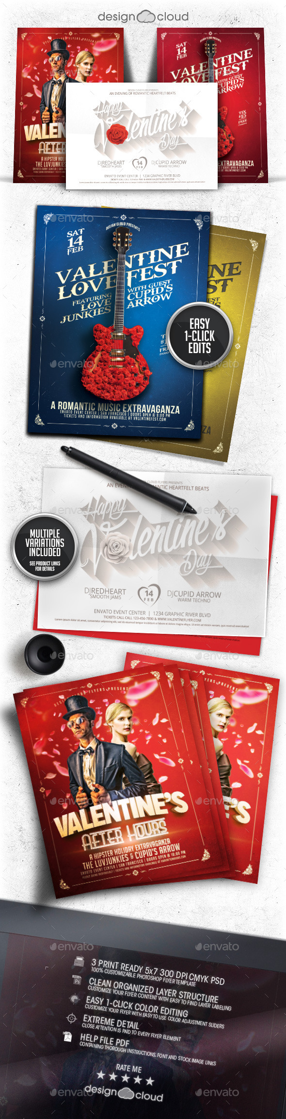Valentine Flyer / Poster Template Bundle - Holidays Events