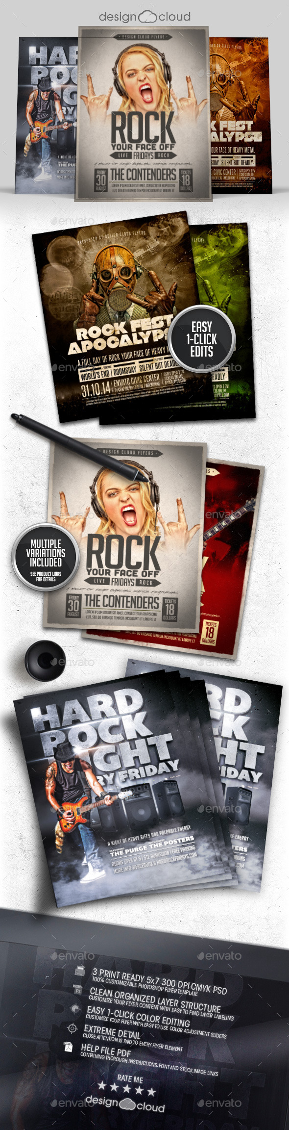 Rock-n-Roll Flyer / Poster Template Bundle - Concerts Events