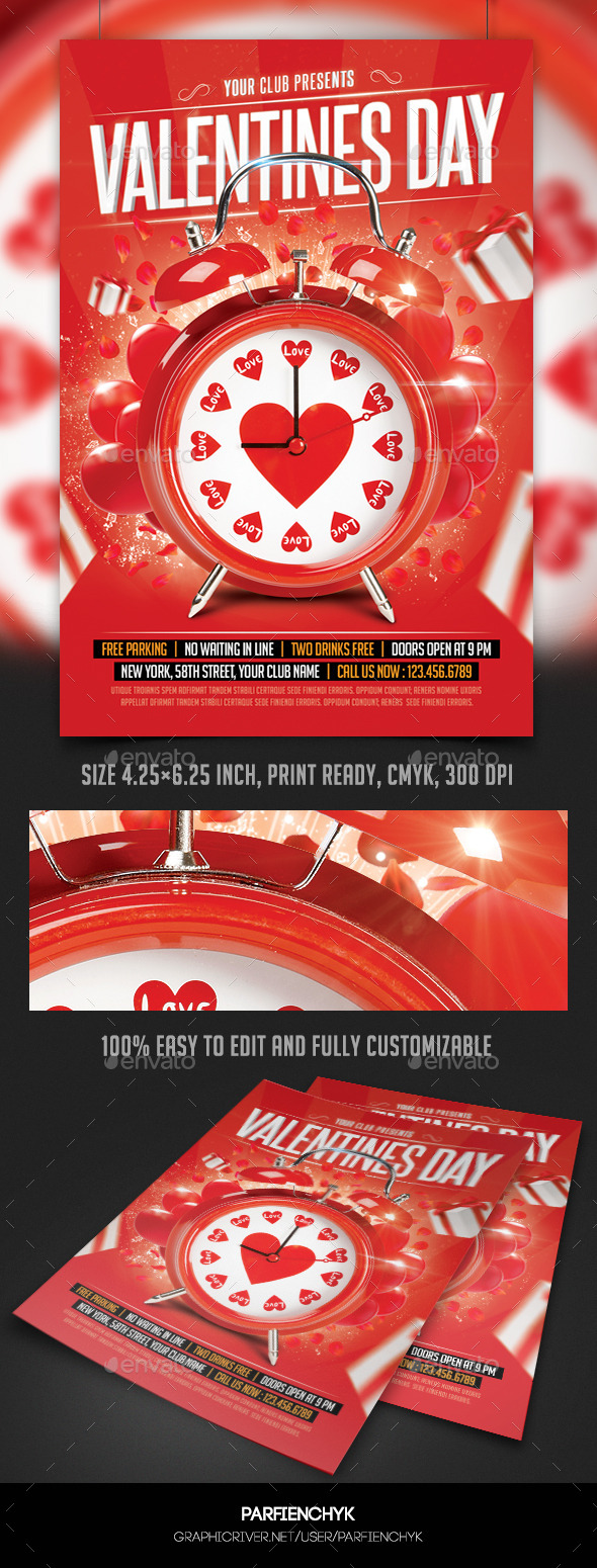 Valentines Day Party Flyer Template - Clubs & Parties Events
