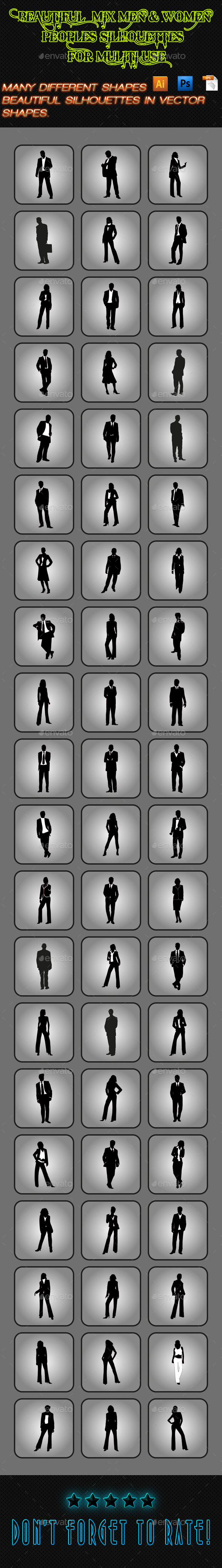 Mix Men & Women Silhouettes - People Characters