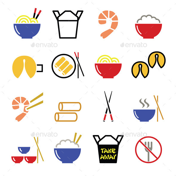 Chinese Take Away Icons - Food Objects