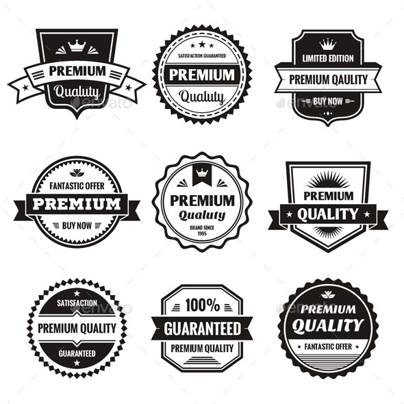9 Labels and Badges - Vector Set - Decorative Symbols Decorative