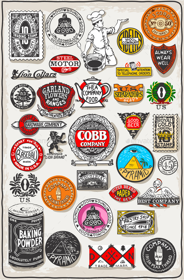 Thirty Three Vintage Symbols Set - Decorative Symbols Decorative
