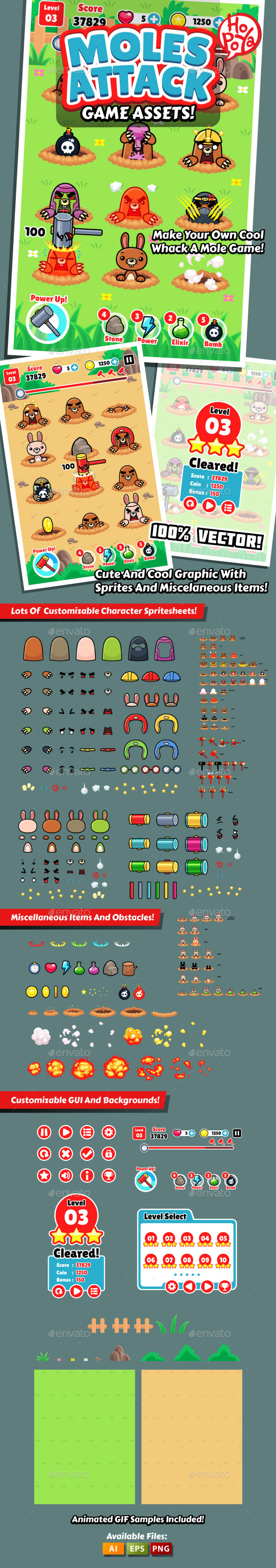 Moles Attack Game Assets - Game Kits Game Assets