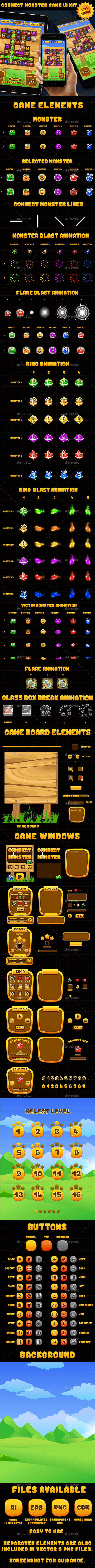 Connect Monster Puzzle Game UI Kit - Game Kits Game Assets