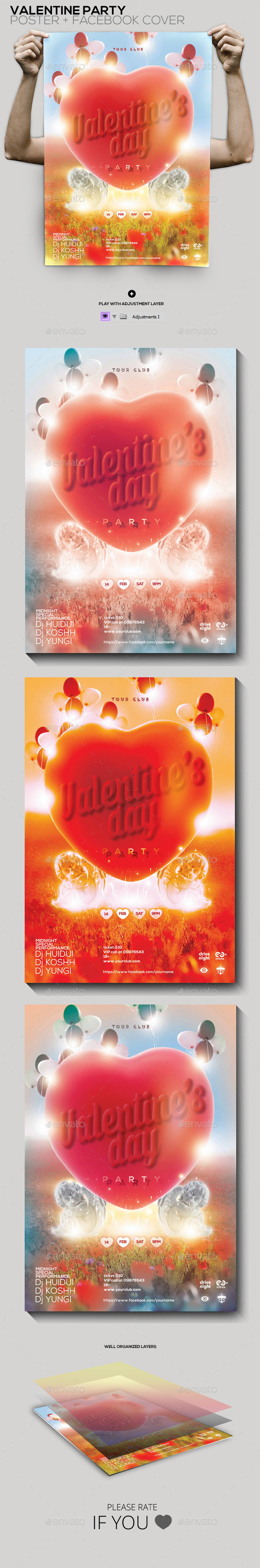 Valentine's Day Party Poster/Facebook Cover - Clubs & Parties Events