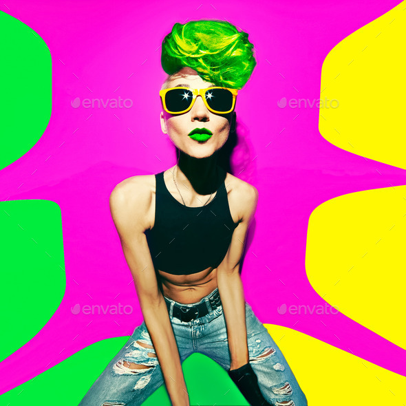 disco punk fashion style club party girl - Stock Photo - Images