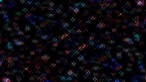 shining bright lines set wave dots motion, colorfull, on black background alt