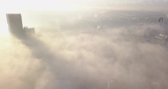 Flying Over The City, Morning Fog