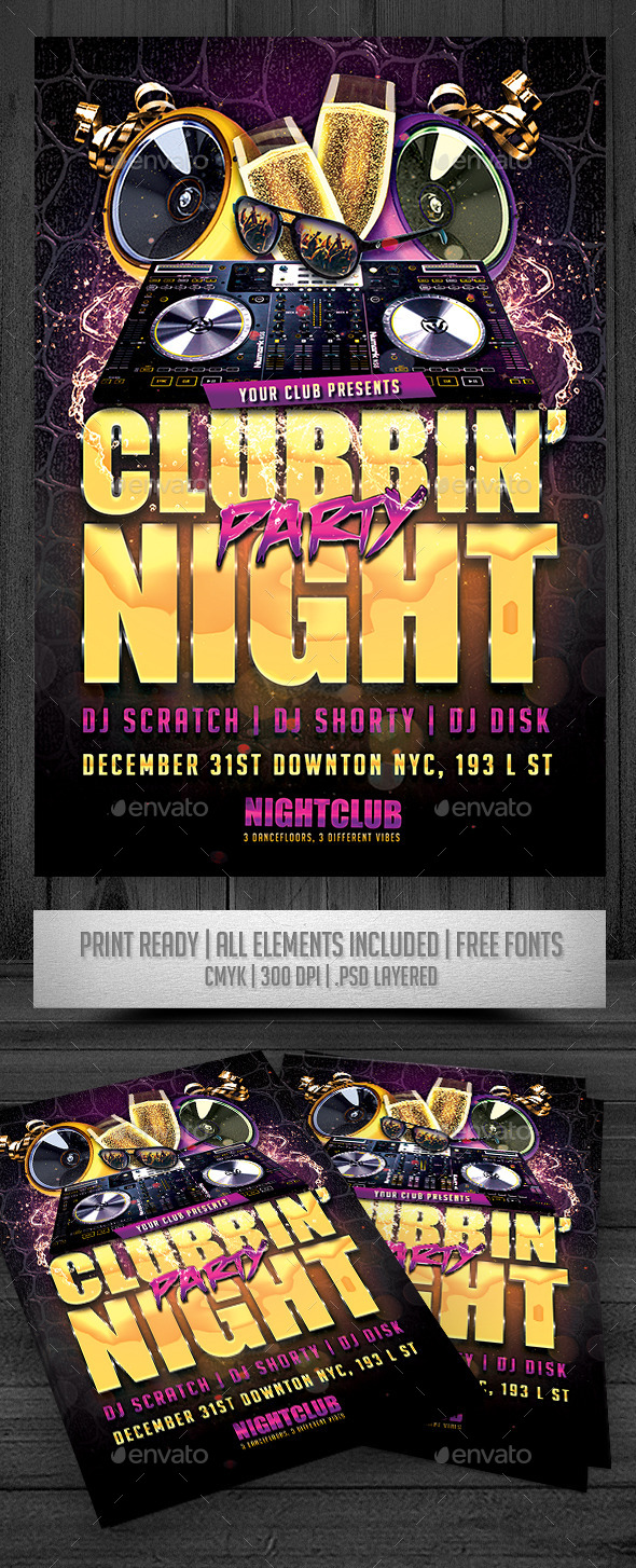 Clubbin' Party Night Flyer - Events Flyers