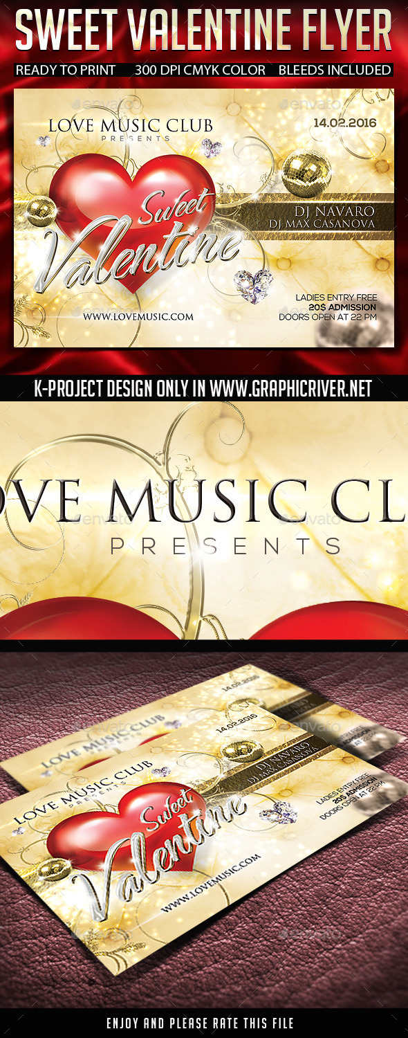 Sweet Valentine Flyer - Clubs & Parties Events