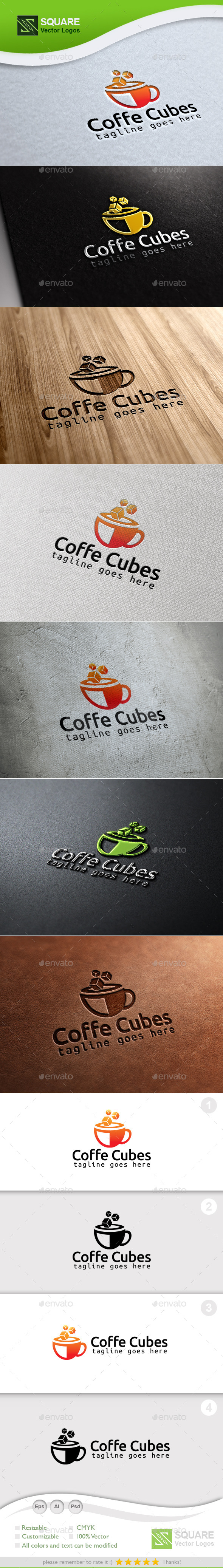 Coffee Cubes Custom Logo Template - Symbols Logo Templates