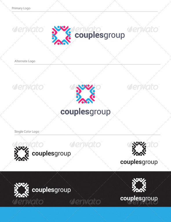 Couples Group Logo Design - HUM-005 - Humans Logo Templates