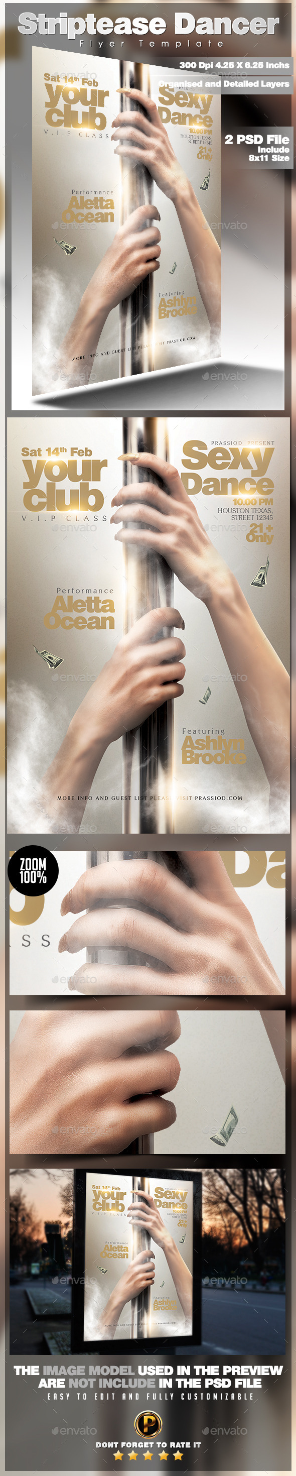Striptease Dancer Flyer Template - Clubs & Parties Events