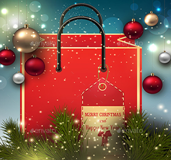 Christmas Background with Present Bag - Seasons/Holidays Conceptual