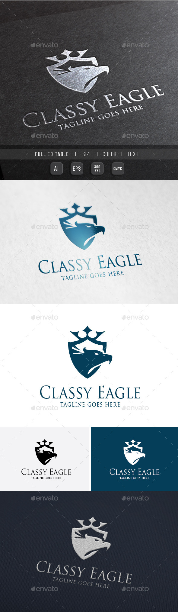 Classy Royal Eagle Bird - Crests Logo Templates
