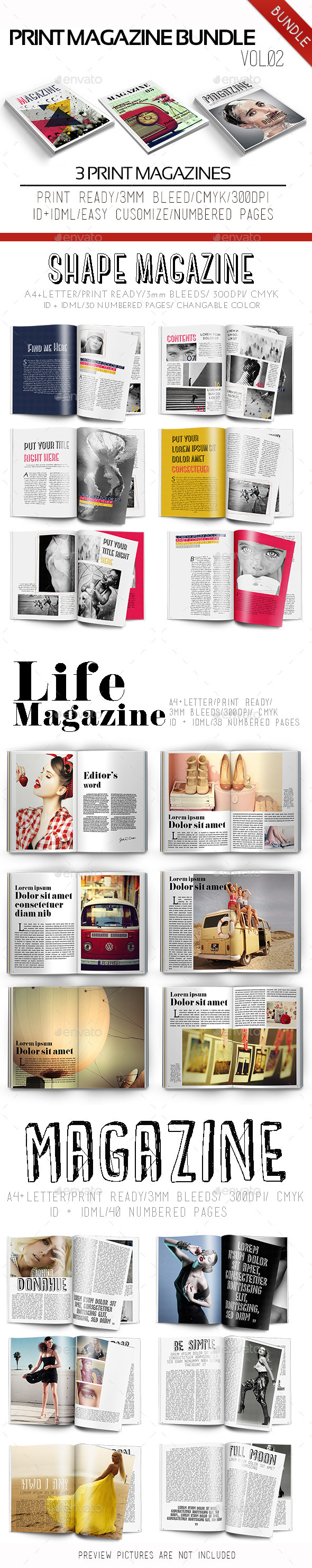 Print Magazine Bundle Vol.02 - Magazines Print Templates