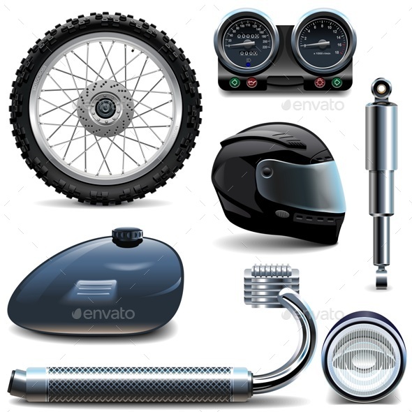Motorcycle Spares Icons - Industries Business