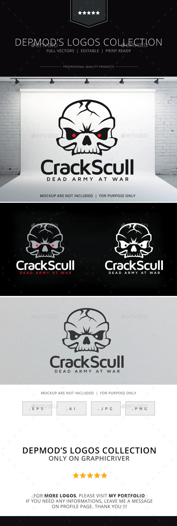 Crack Skull Logo - Objects Logo Templates