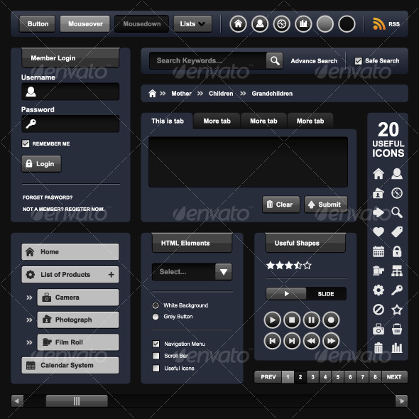 Web Design Template Element Dark Theme - Web Elements