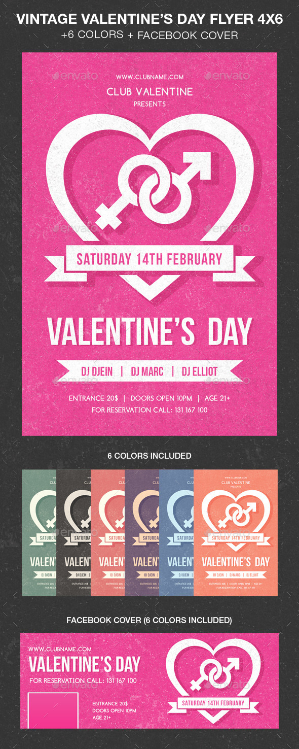 Vintage Valentine Day Party Flyer - Events Flyers