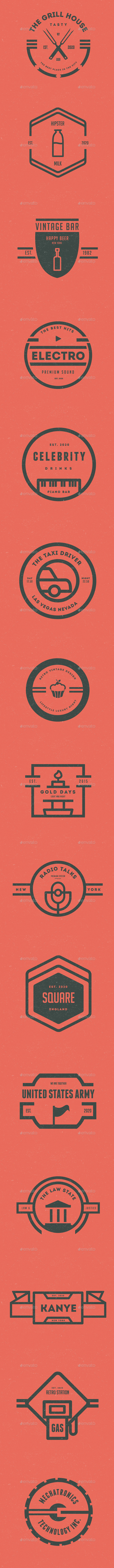 15 Vintage Logos Labels & Badges - Badges & Stickers Web Elements