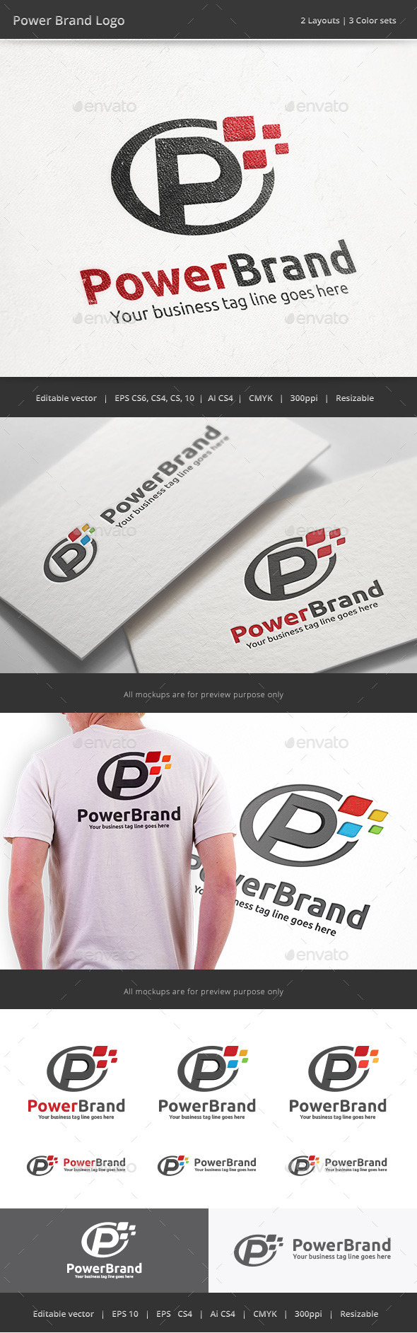 Power Brand Letter P Logo - Letters Logo Templates