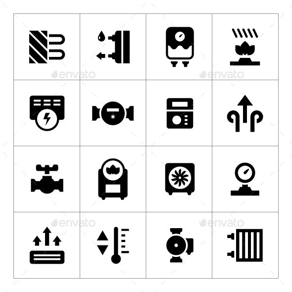 Set Icons of Heating - Man-made objects Objects