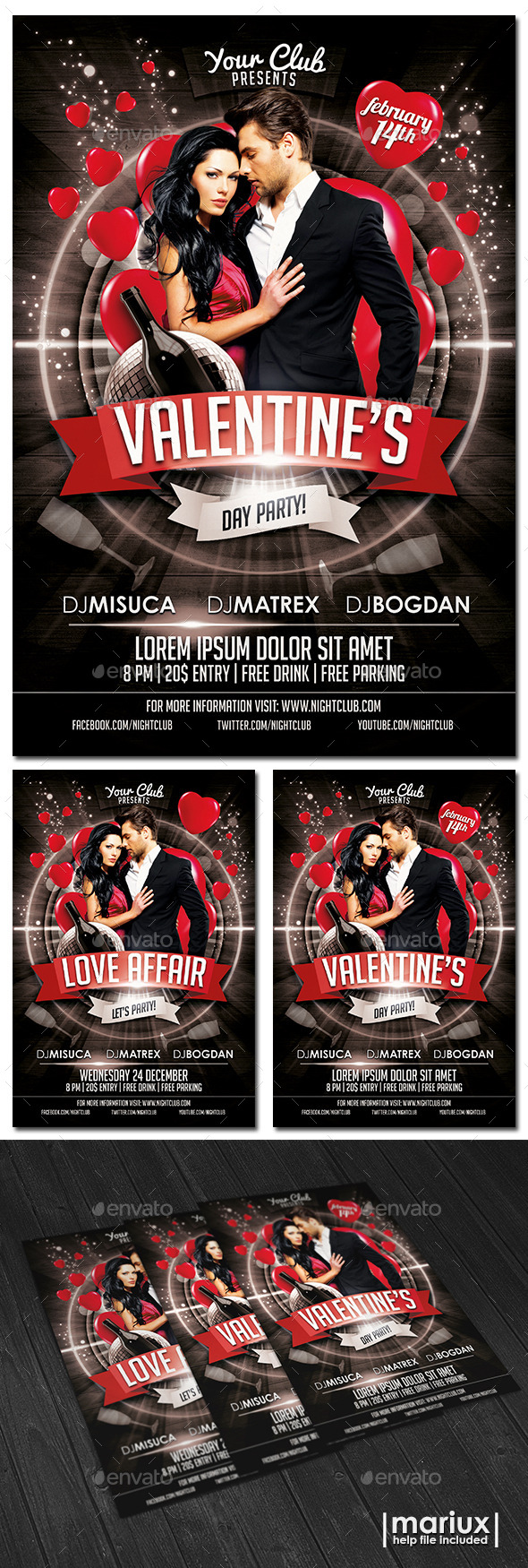 Valentine's Day Party Flyer - Clubs & Parties Events