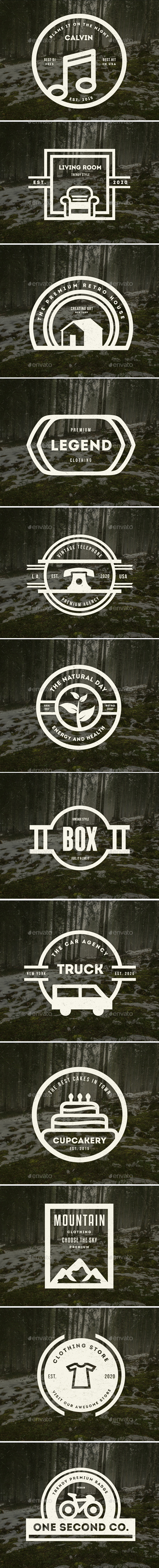 12 Vintage Logos Labels & Badges - Badges & Stickers Web Elements