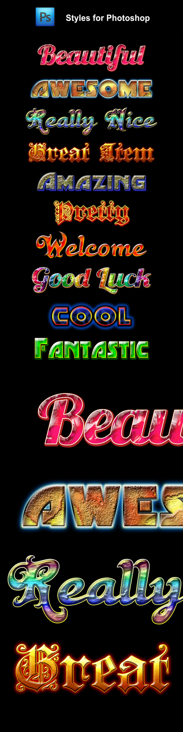Beautiful Styles for Photoshop - Text Effects Styles