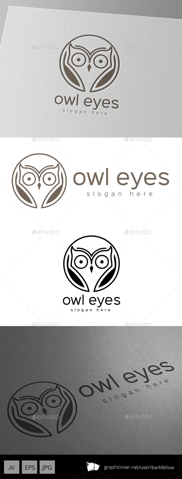 Owl Bird Eyes Logo - Animals Logo Templates
