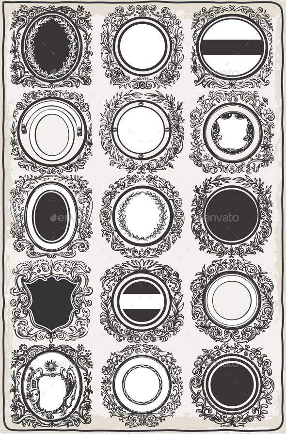 Set of Vintage Graphic Garlands for Logos - Decorative Vectors