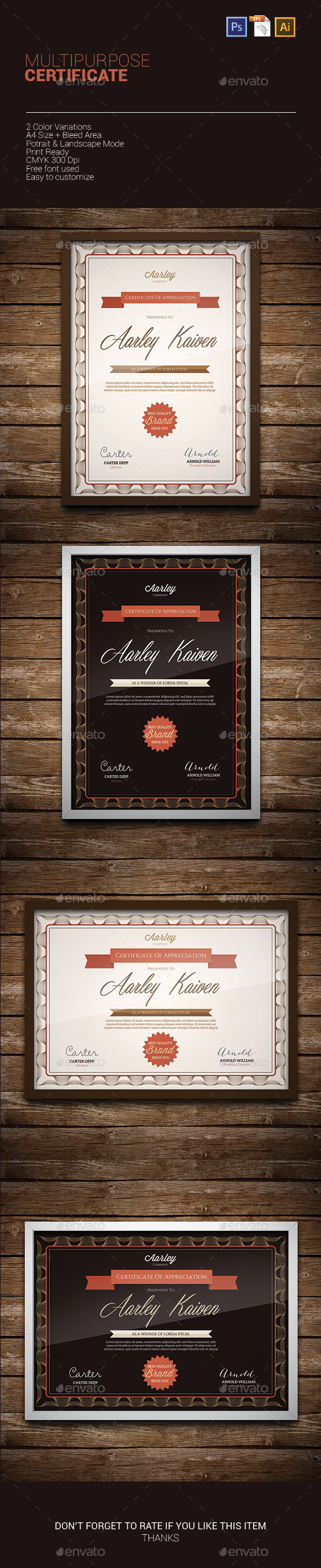 Multipurpose Certificate - Certificates Stationery