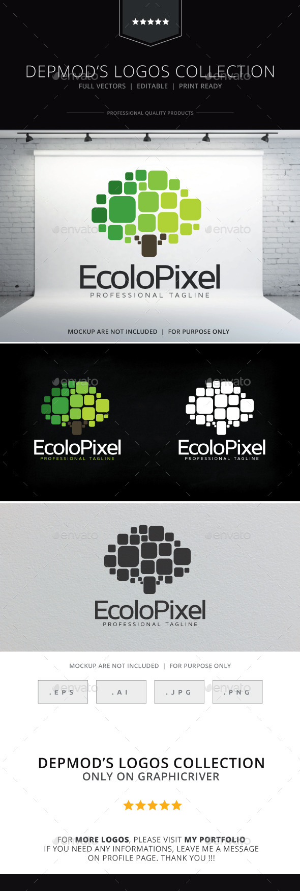 Ecolo Pixel Logo - Nature Logo Templates