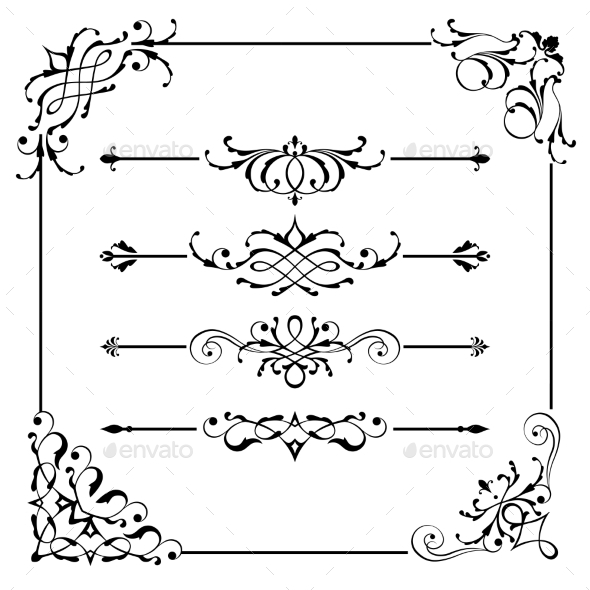 Vintage Vector Frame Border Divider Corner - Borders Decorative