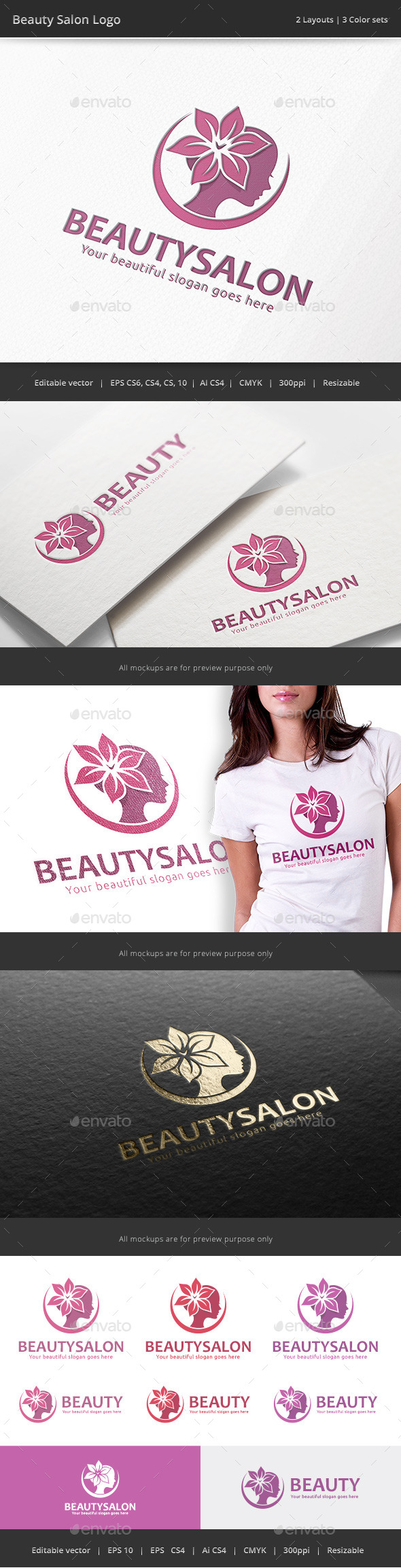 Beauty Salon Woman Logo - Humans Logo Templates