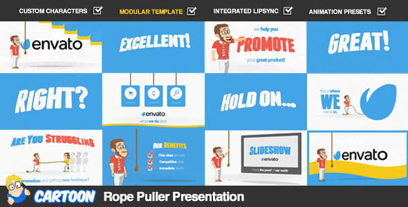 Cartoon Rope Puller Presentation