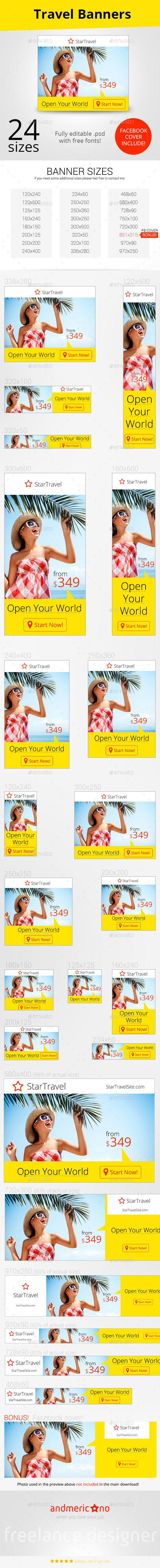 Travel Ad Banners - Banners & Ads Web Elements