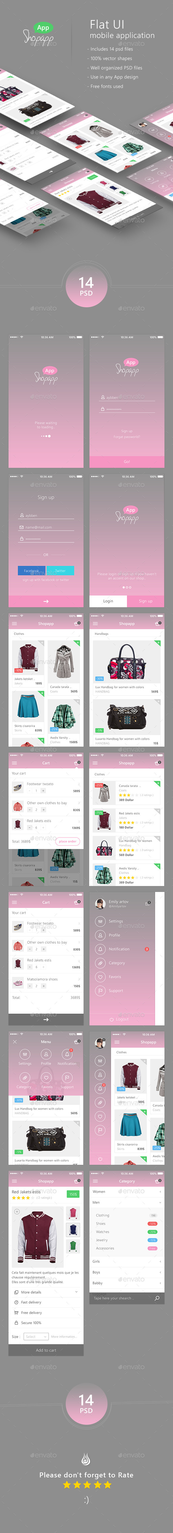 Shopapp - Flat Mobile App UI - Shopping - User Interfaces Web Elements