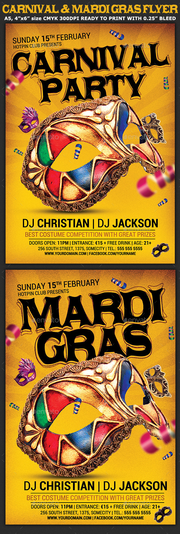 Carnival n Mardi Gras Party Flyer v4 - Clubs & Parties Events
