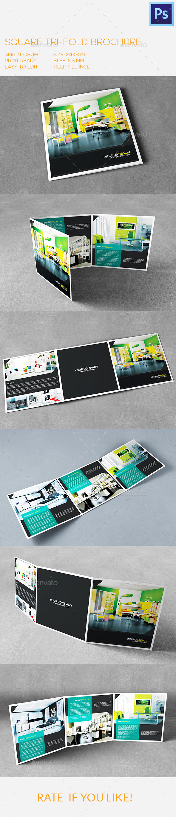 Square Interior Trifold Brochure - Corporate Brochures