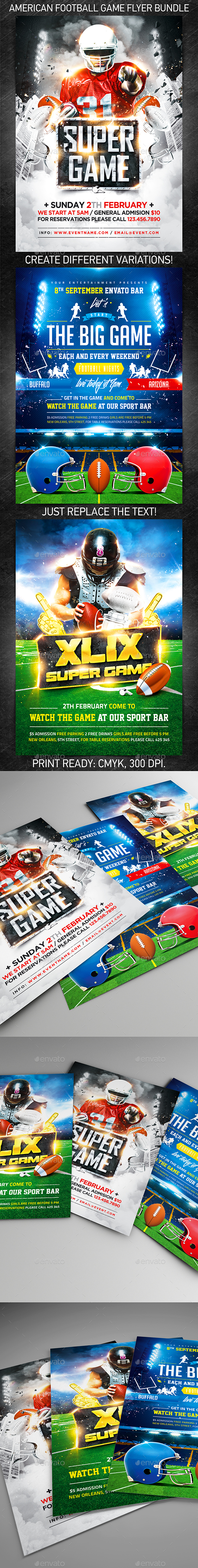 American Football Game Flyer Bundle - Flyers Print Templates