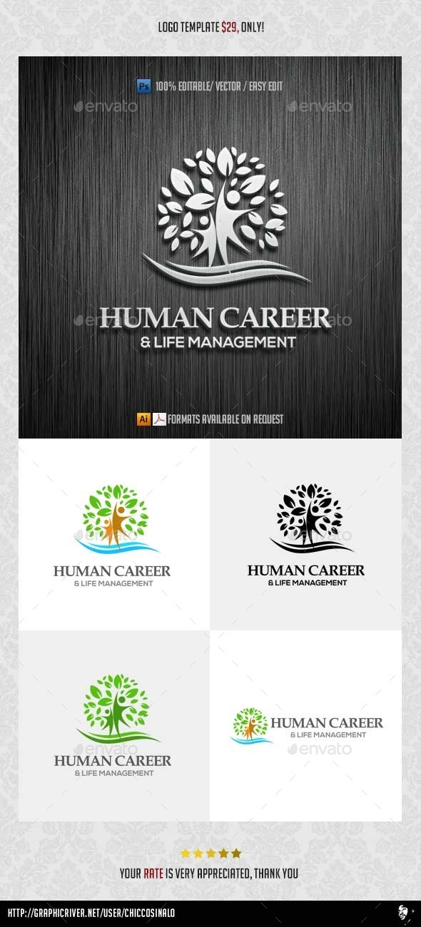 Human Career Logo Template - Abstract Logo Templates