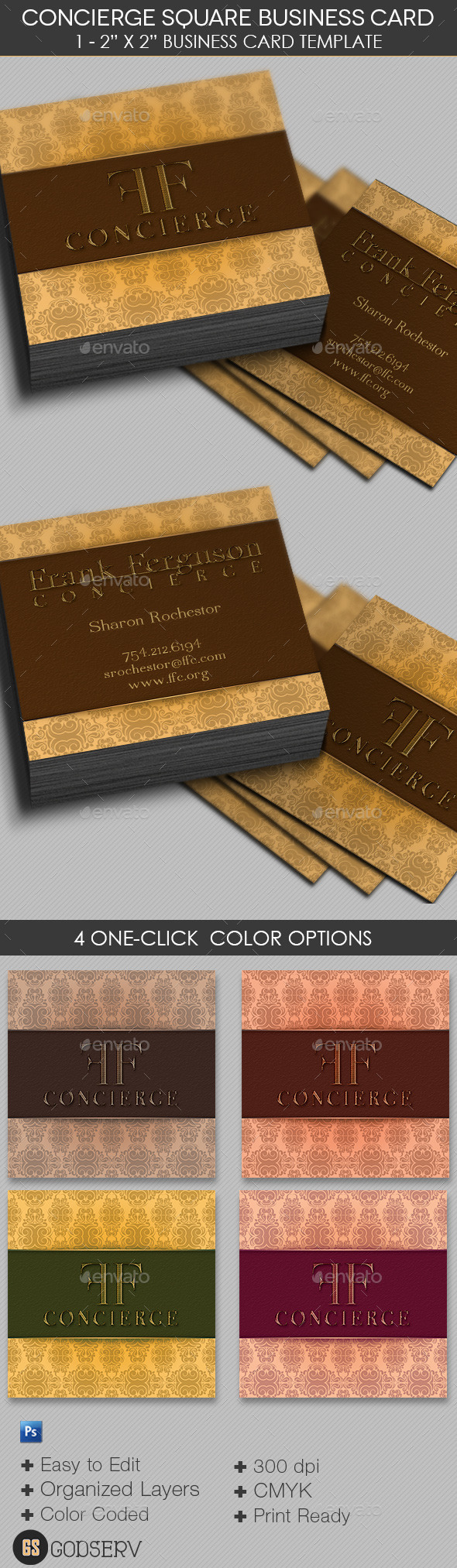 Concierge Square Business Card Template - Industry Specific Business Cards