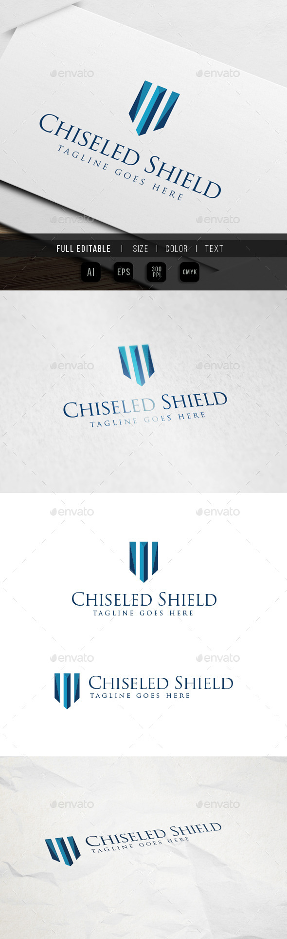 Gem Chiseled Shield Logo - Abstract Logo Templates