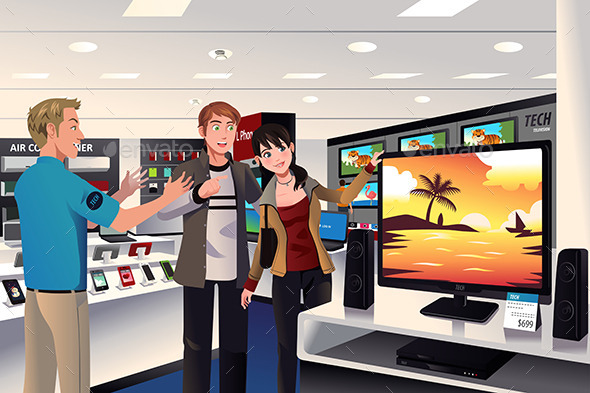 Couple Buying Big TV - Commercial / Shopping Conceptual